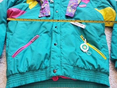 Vintage 80s Stylfrance Ski Jacket Neon Yellow, green, purple