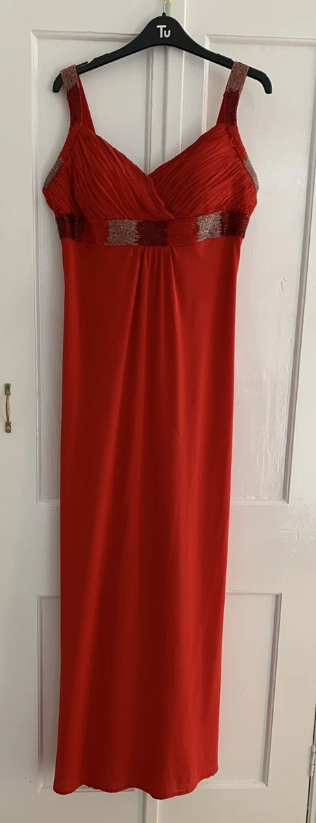 Sara Bernshaw red long evening dress size 14 | eBay