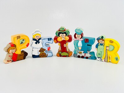 2015 Handcrafted Hand Painted Wood Cut Out Blocks Spelling PETER Boys Room Decor