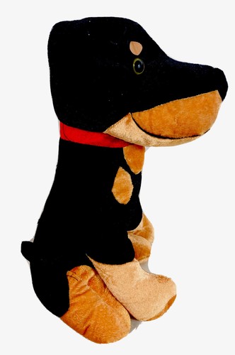 NWOT Rambo Rottweiler Toy Factory Plush Puppy Dog Sitting 14" Black & Brown - Picture 5 of 9