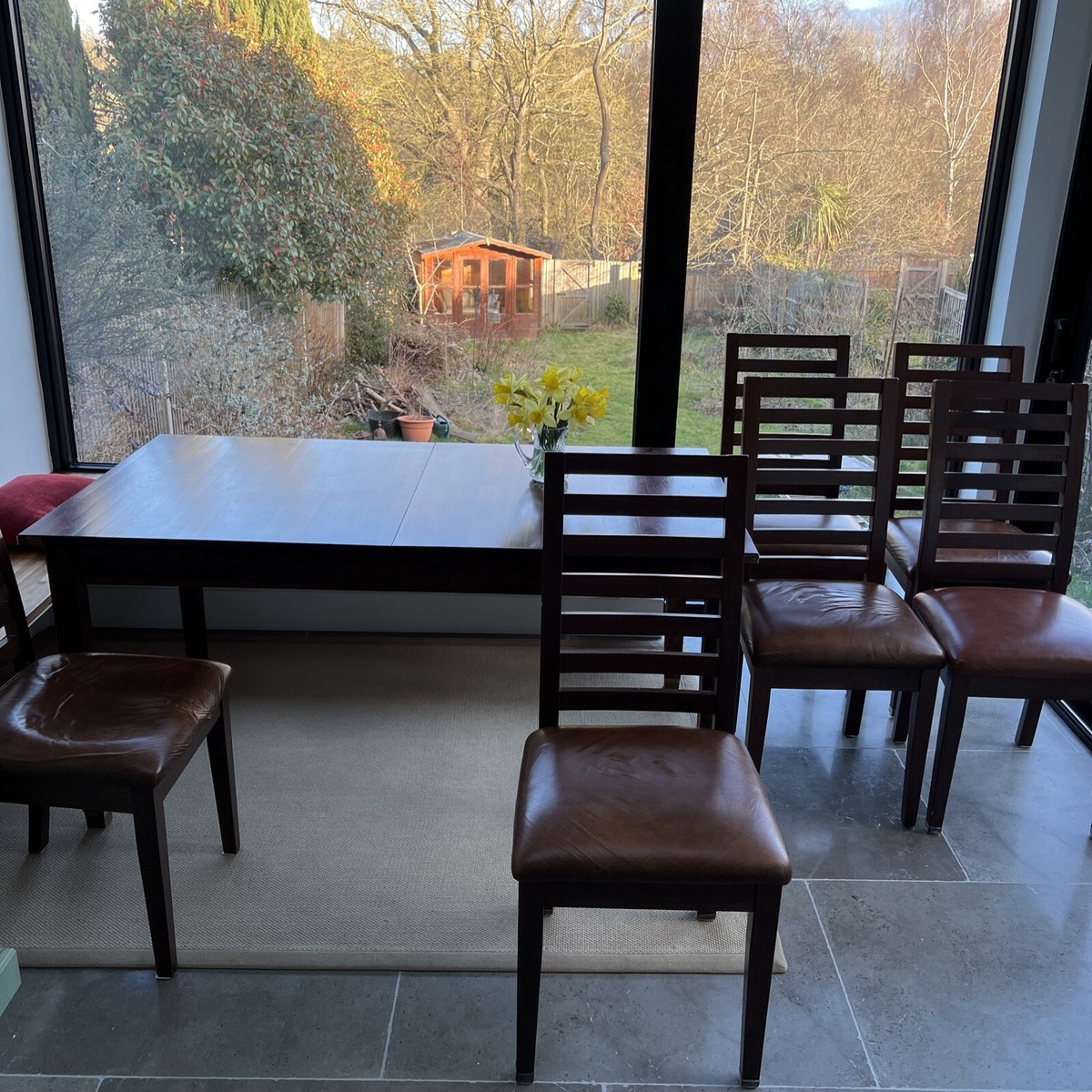 Laura Ashley solid wood extendable dining table and matching