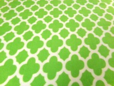 Green and White FLEECE Fabric. Patterned. Approx. 48x62. Washed . M25-583