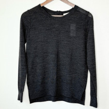 Loft Charcoal Gray/Black Lightweight Wool Blend Sweater - Women  s US XS