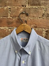 Vtg Turnbull Asser Men s Shirt, Sz 15.5 Slim, Blue/White Gingham, 100 Cotton