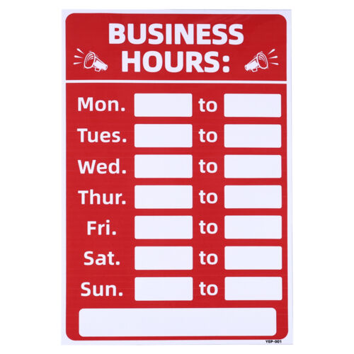 1Set Business Hour Sign Self Adhesive Decor w Number Sticker Red - Picture 1 of 7