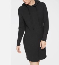 Athlete Solitude Hoodie Dress Sz MP Med Black Fleece Lined Tunic