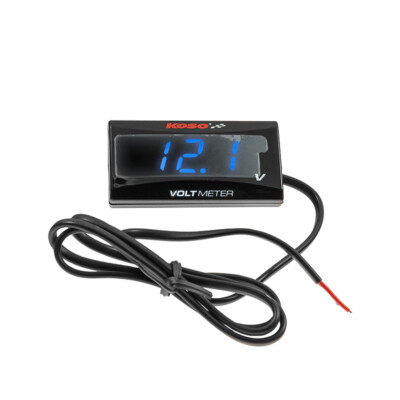 KOSO Volt Meter SUPER SLIM Spannungsanzeige Universal Motorrad Roller Quad blau