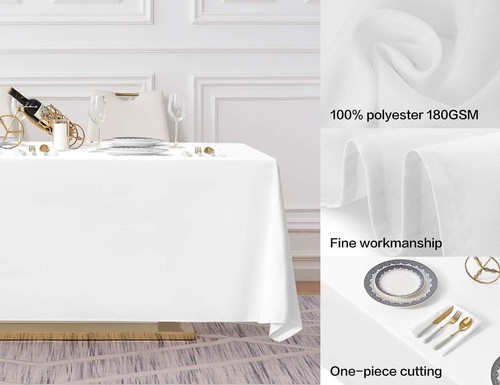 Elegant 5 Pack White 90x132 Inch Tablecloths for Stylish Dining Experiences - Picture 4 of 9