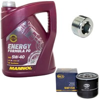 MotoröL ÖLfilter SM158 5W40 5Liter + ÖLablassschraube FüR Fiat Panda Lancia