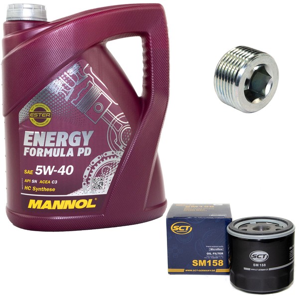 MotoröL ÖLfilter SM158 5W40 5Liter + ÖLablassschraube FüR Fiat Panda Lancia-image