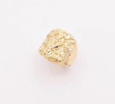 Mens Nugget Puffed Oval Ring Real Solid 10K Yellow Gold ALL SIZES Unisex