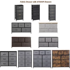 Dresser for Bedroom Storage Tower Tall Chest Organizer Unit 6/8/9 Fabric Drawers