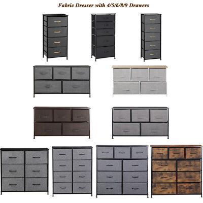 4/5/6/8/9 Drawers Dresser Storage Tall Tower Unit Bedroom Closet Hallway Fabric