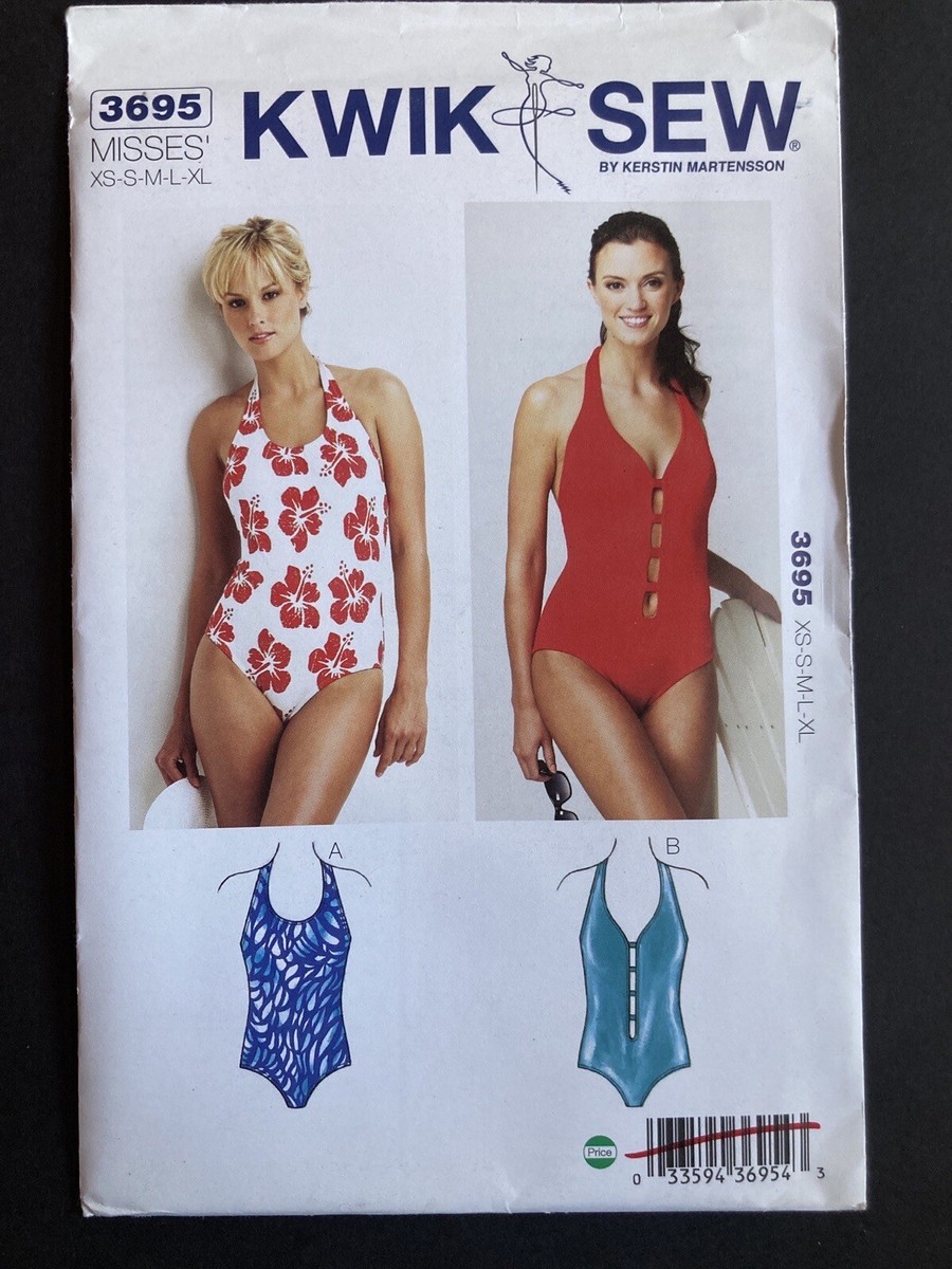 Seaページ Kwik Sew 3695 Misses Swimsuits Pattern Halter Keyhole Style