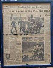 NY Giants vs Chicago Bears 1934 Sneakers' Game Framed Original Newspaper Article