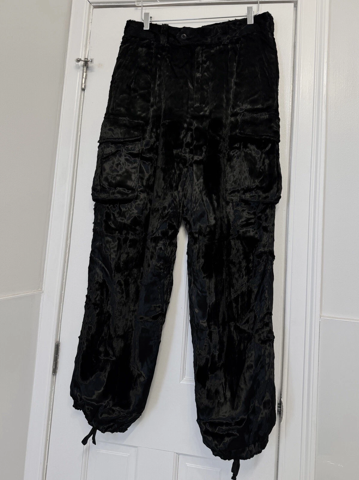 Pantalon cargo Supreme X Yohji Yamamoto noir fourrure fourrure fourrure velours taille 32 FW22