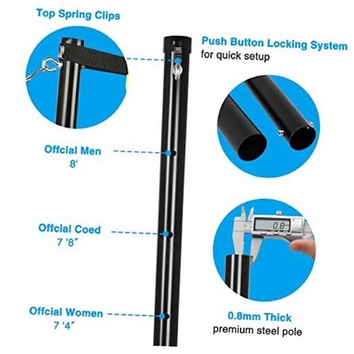 Outdoor Portable Volleyball Net Set System - Quick & Easy Setup Adjustable