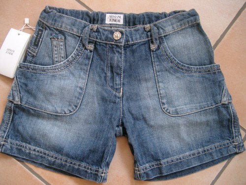 (C212) Armani Girls Hose used look Jeans Bermuda Strass Knopf div Taschen gr.128 - Bild 1 von 3