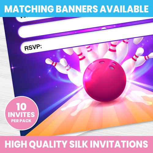 BOWLING BIRTHDAY PARTY INVITATIONS / BIRTHDAY INVITES / BOWLING INVITES - Picture 2 of 4
