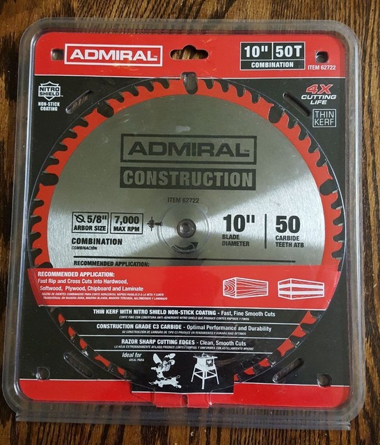 Admiral 10 in. 50Tooth Combination Circular Saw Blade with Nitro Shield