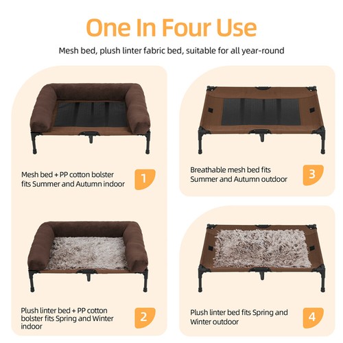 XXL Extra Large Indoor Outdoor Cooling Elevated Dog Bed w/ Plush Mat for Winter - Picture 11 of 26