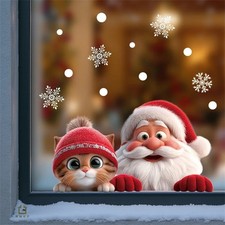 Santa Claus Christmas Window Static Cling Sticker PVC Glass Decor Home Store  S