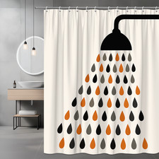 Modern Shower Curtain with Colorful Raindrops, Waterproof Fabric, Fun Design