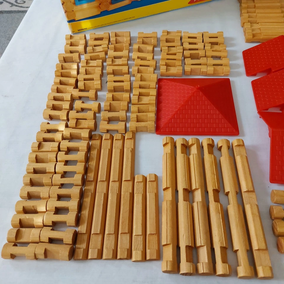 Лот винтажный 1993 Playskool Lincoln бревна комплект деревни оригинальной коробке инструкции - Изображение 2 из 4