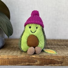 Jellycat Fuscia Cozi Amuseable Avocado - Purple Bobble Hat Plush Soft Toy New 6”