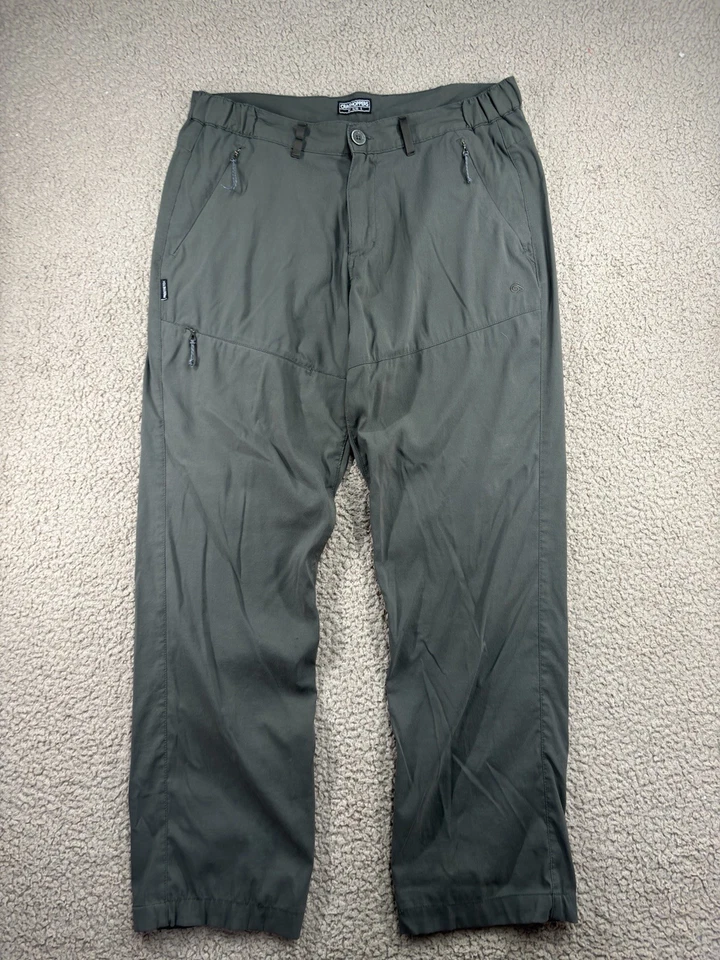 Pantalones elásticos Craghoppers Pro para hombre W36" S verde caqui bolsillos con cremallera UPF 40+ Foto 3 de 4