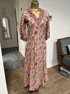 Vintage Ramona Rull Cotton Ethnic Pattern  Mirror Dress Boho - Size P