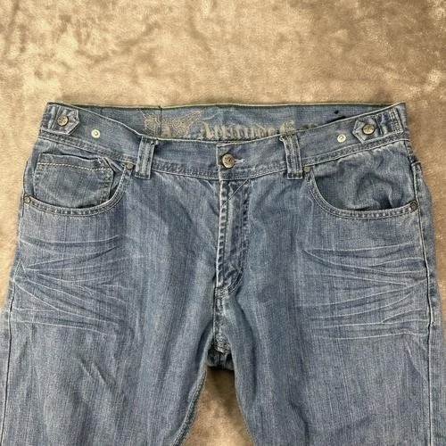 Pantalones de mezclilla de hip hop de pierna recta Attitude dorados de colección para hombre talla 38x32 Foto 2 de 4
