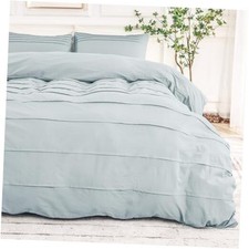 100 Washed Cotton Duvet Cover Twin Twin 68"x90" Azure Blue No Comforter 