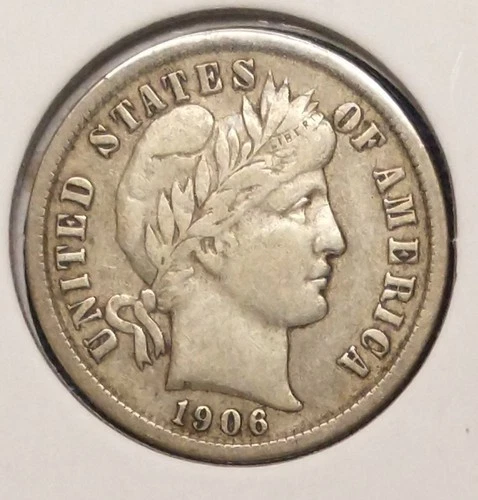 1906 BARBER DIME -- really nice Very Fine(VF)