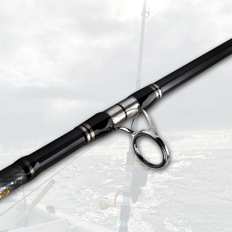 Caña giratoria de 3 piezas caña de pescar giratoria pesada caña de pescar portátil carbono S... Foto 2 de 4