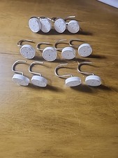 White Round Shower Curtain Hooks Set of 12 Decorative Farmhouse Romance