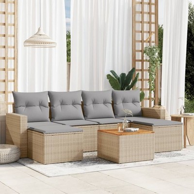 Gartenmöbel Sofa Garnitur Kissen Lounge Gartengarnitur 7-tlg. Poly Rattan vidaXL