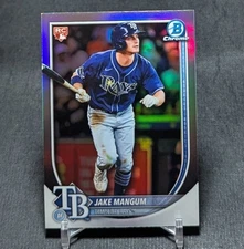 Jake Mangum Red Rookie Redemption Refractor RC 2025 Bowman Chrome Card #50 Rays