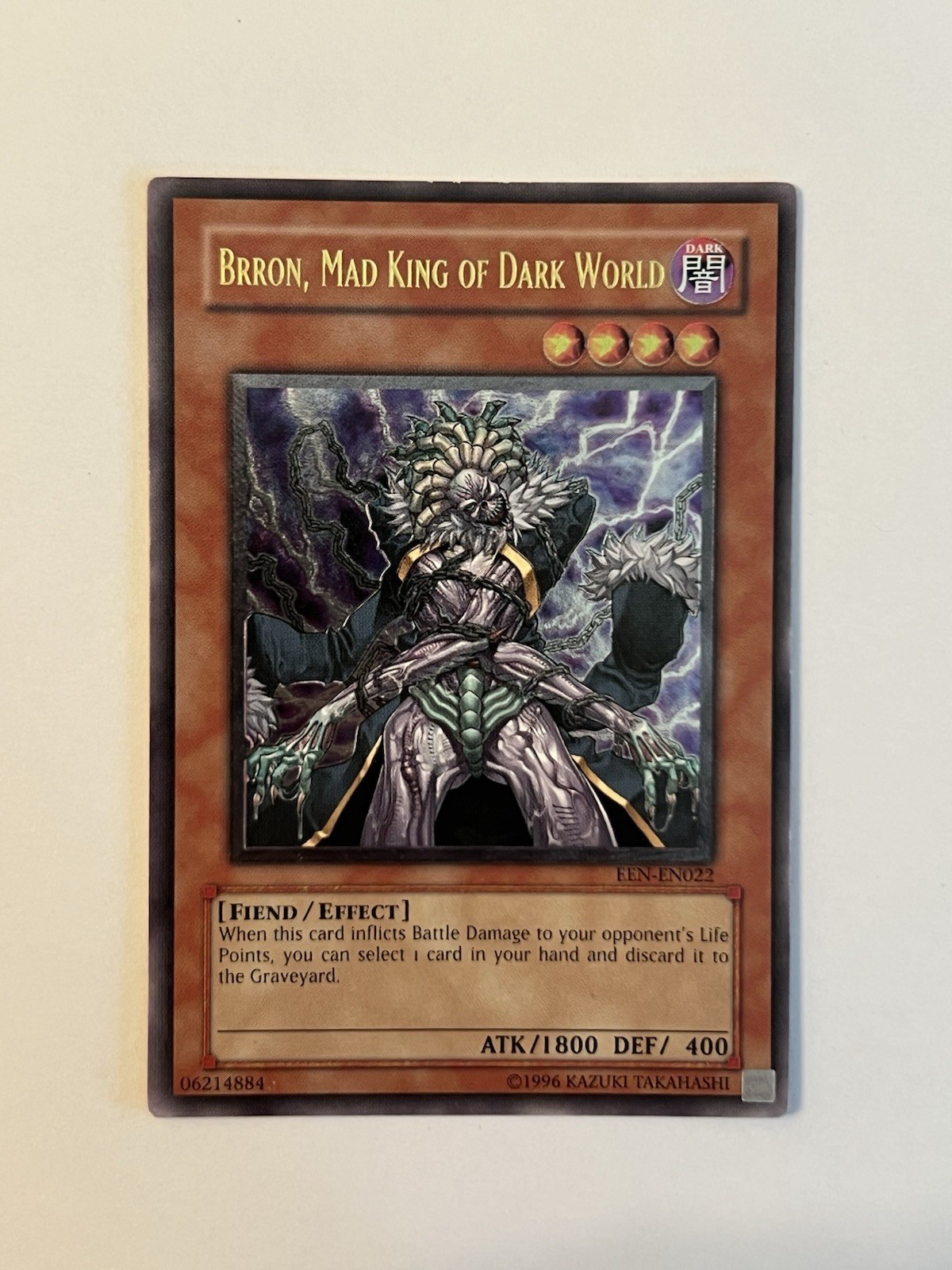 Brron, Mad King of Dark World EEN-EN022 YuGiOh Elemental Energy trading card — raw and PSA graded price guide