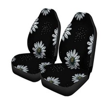 Car Seat Covers Yellow Flower Daisy Pattern in Beautiful Black Blossom Multi 14