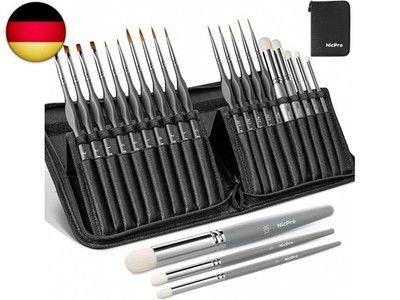 Nicpro Feine Pinsel Drybrush, 20-teiliges Miniatur Modellbau Pinsel Set, Kleine