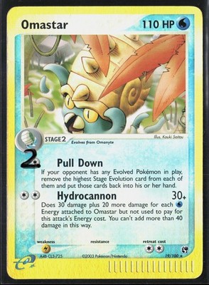 #2 Omastar 19/100 EX Sandstorm 2003 Reverse Holo Vintage E-Series Pokémon Card