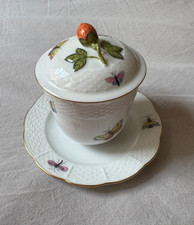 Vintage Herend Hungary Rothschild Bird Lidded Cup & Saucer Style 372 Number 36