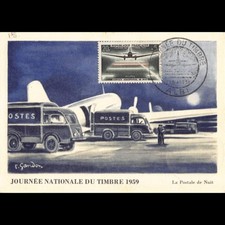 Carte maximum v4 - n° 1196 - Journée du timbre - Service aéropostal de nuit