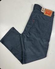 New Levis 505 Men 36 x 29 Jeans Regular Stretch Fit Blue Corduroy Pants NWT