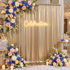 10ftx10ft Champagne Gold Sequin Backdrop Curtain for Wedding Parties, 2 Panels