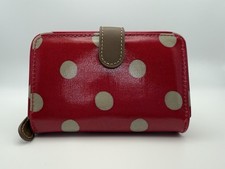 Cath Kidston London Wallet Polka Dot Leather Trim Snap Zipper Pockets Red/White