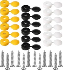 Car Number Plate Screws with Caps Kit - 48 Pieces White Yellow Black - DIY Fix