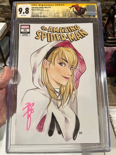 🔴🔵Amazing Spider-Man #71 (2018)🔴🔵 CGC 9.8 Peach Momoko SS CUSTOM LABEL L@@k