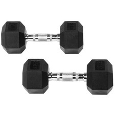 2Pcs 20 LB Rubber Hex Dumbbell Anti-Roll Grip for Strength Training Full-Body